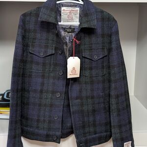 Men's Blue and Green Plaid Jacket by Harris Tweed